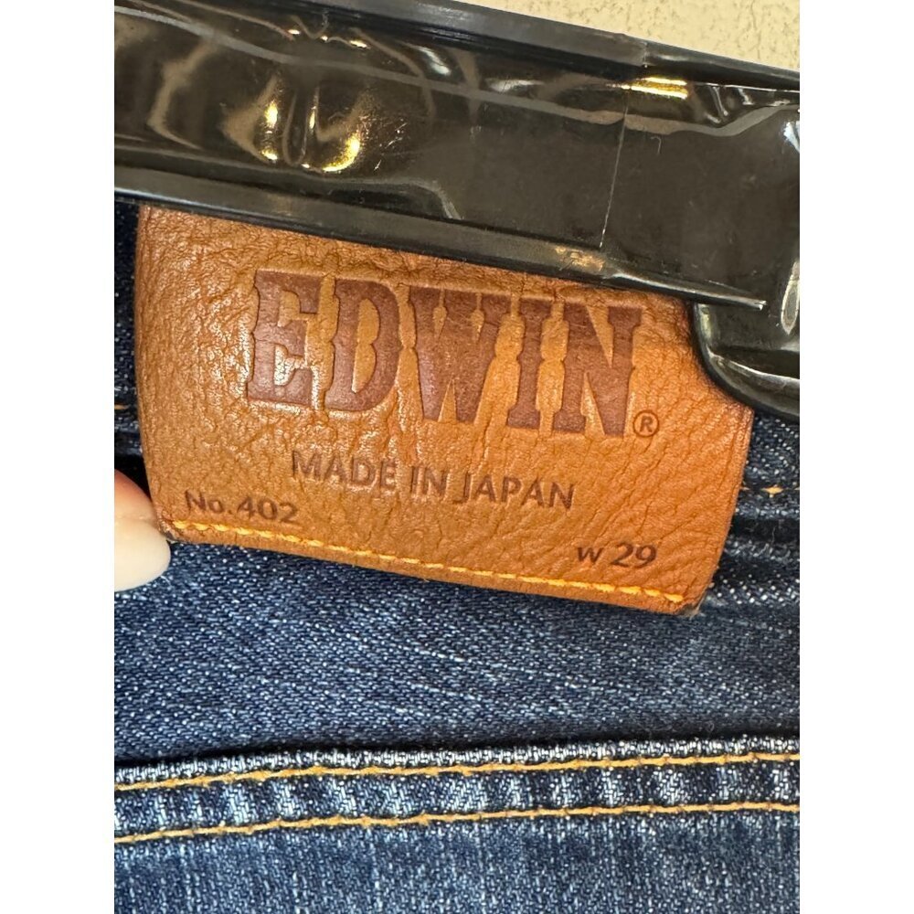 Edwin Jeans Men 29 Blue Medium Wash Distressed Japanese Denim Straight Leg E402 - Picture 7 of 9